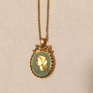 Turquoise and Gold cameo necklace